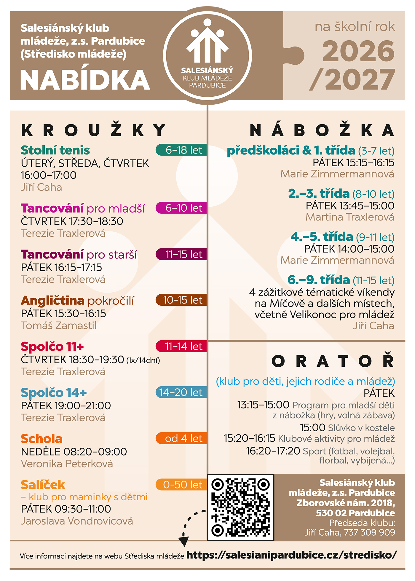 Nabídka kroužků na školní rok 2026/27 Nabídka kroužků na školní rok 2026/27